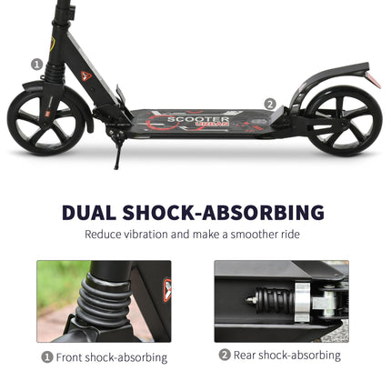 Folding Kick Scooter, Adjustable Ride On Scooter with 200mm Big Wheels and Doubl