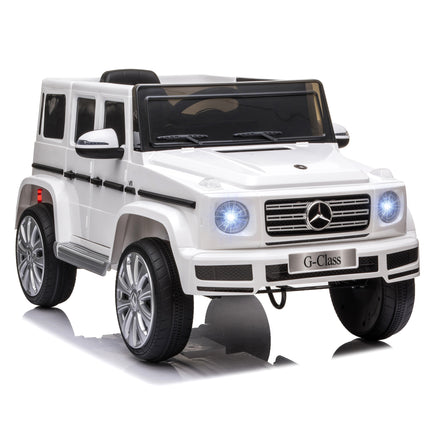 Mercedes Benz G500 Licensed 12V Kids Electric Ride On Car with Remote Control, Music & Lights for Ages 3-8 - White
