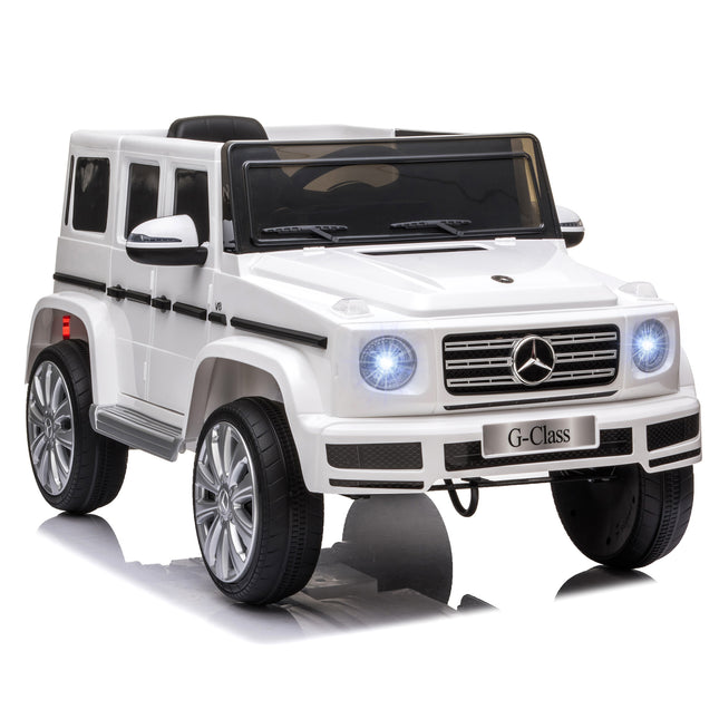 Mercedes Benz G500 Licensed 12V Kids Electric Ride On Car with Remote Control, Music & Lights for Ages 3-8 - White