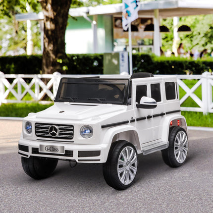 Mercedes Benz G500 Licensed 12V Kids Electric Ride On Car with Remote Control, Music & Lights for Ages 3-8 - White