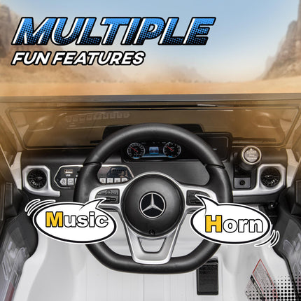 Mercedes Benz G500 Licensed 12V Kids Electric Ride On Car with Remote Control, Music & Lights for Ages 3-8 - White