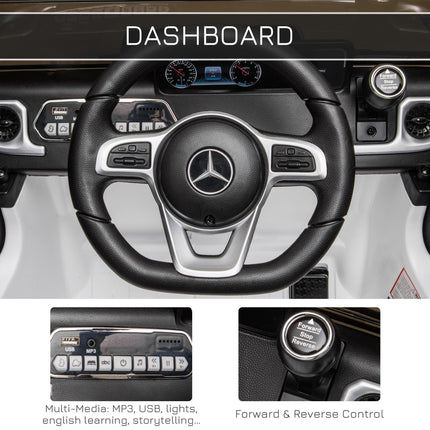 Mercedes Benz G500 Licensed 12V Kids Electric Ride On Car with Remote Control, Music & Lights for Ages 3-8 - White