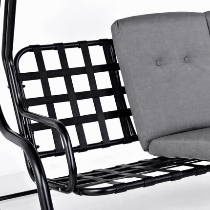 3 Seater Outdoor Garden Swing Chair with Padded Seat and Canopy - Grey