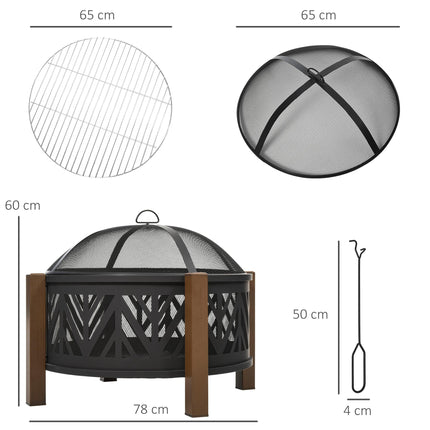 30 Inch 2-in-1 Outdoor Fire Pit and BBQ Grill Set - Black
