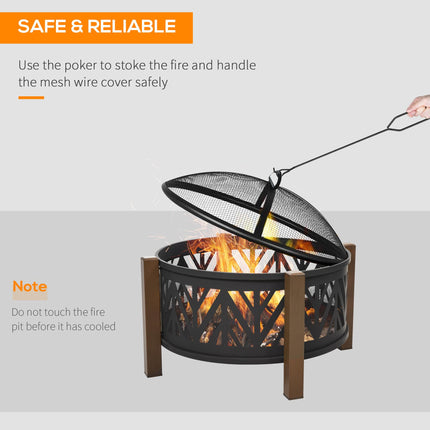 30 Inch 2-in-1 Outdoor Fire Pit and BBQ Grill Set - Black