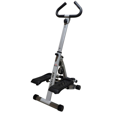 Foldable Stepper Fitness Machine with Handle and Non-Slip Pedals - Grey