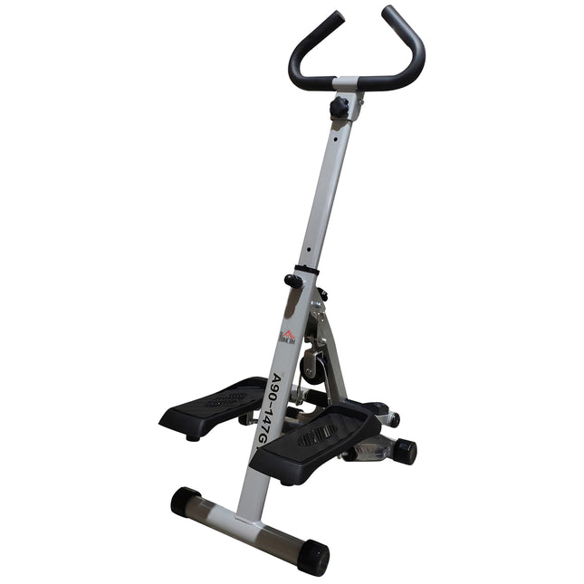 Foldable Stepper Fitness Machine with Handle and Non-Slip Pedals - Grey