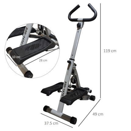 Foldable Stepper Fitness Machine with Handle and Non-Slip Pedals - Grey