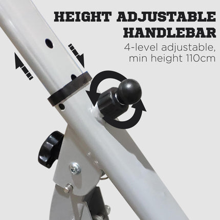 Foldable Stepper Fitness Machine with Handle and Non-Slip Pedals - Grey
