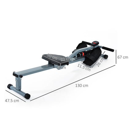 Adjustable Resistance Rowing Machine with LCD Monitor - Black