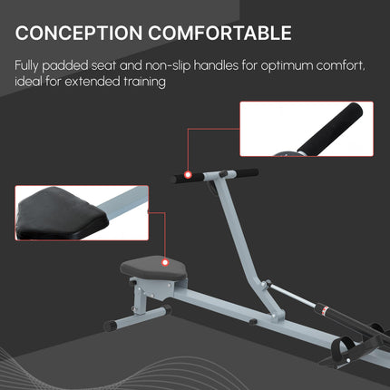 Adjustable Resistance Rowing Machine with LCD Monitor - Black
