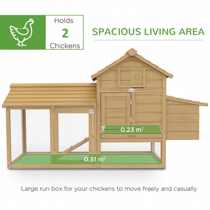 Chicken Coop Hen Cage Small Animal Hutch with Outdoor Run 150.5 x 54 x 87 cm - Natural