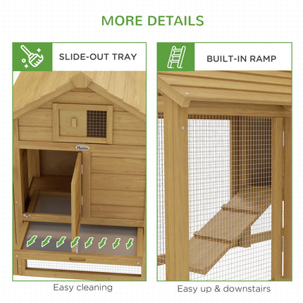 Chicken Coop Hen Cage Small Animal Hutch with Outdoor Run 150.5 x 54 x 87 cm - Natural