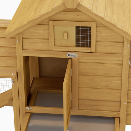 Chicken Coop Hen Cage Small Animal Hutch with Outdoor Run 150.5 x 54 x 87 cm - Natural