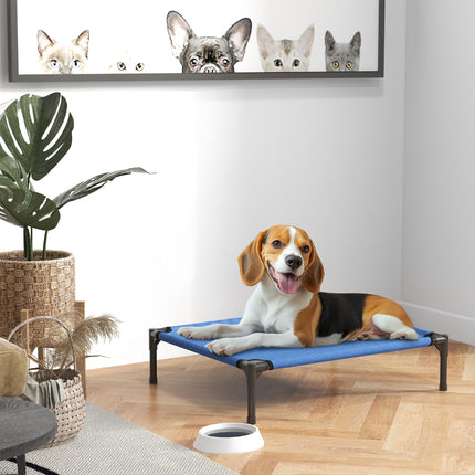 Elevated Portable Large Dog Bed for Camping and Outdoor Use - Blue
