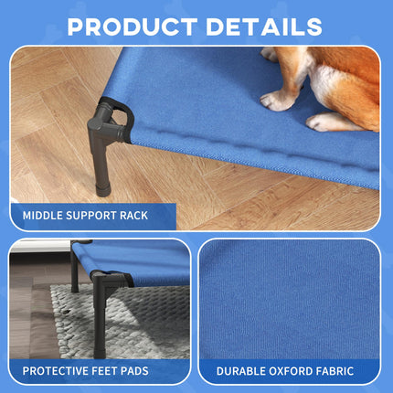 Elevated Portable Large Dog Bed for Camping and Outdoor Use - Blue
