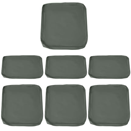 Set of 7 Rattan Patio Cushion Covers with Zips - Grey Polyester