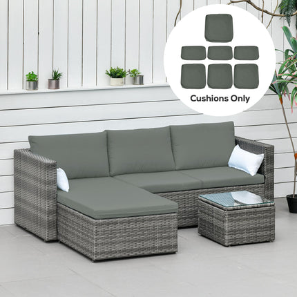 Set of 7 Rattan Patio Cushion Covers with Zips - Grey Polyester