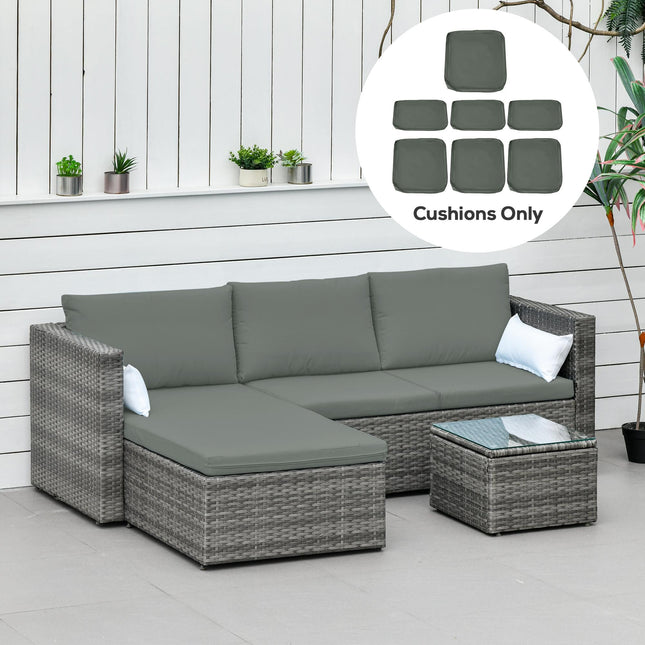 Set of 7 Rattan Patio Cushion Covers with Zips - Grey Polyester