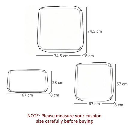 Set of 7 Rattan Patio Cushion Covers with Zips - Grey Polyester