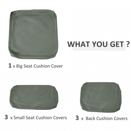 Set of 7 Rattan Patio Cushion Covers with Zips - Grey Polyester