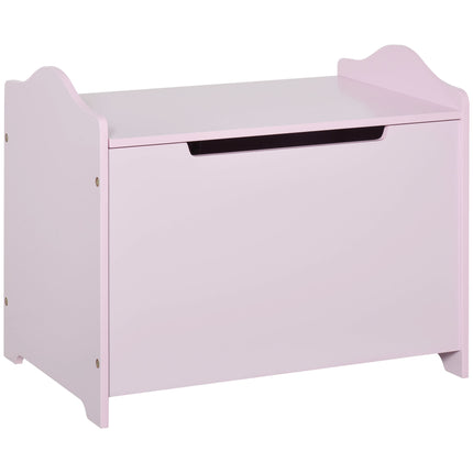 Wooden Kids Toy Storage Organizer Chest 60x40x48 cm with Safety Hinge - Pink