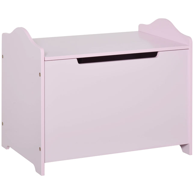 Wooden Kids Toy Storage Organizer Chest 60x40x48 cm with Safety Hinge - Pink