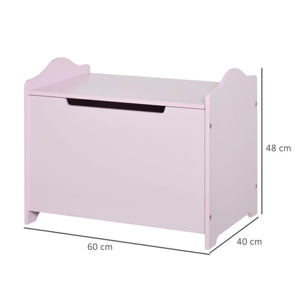 Wooden Kids Toy Storage Organizer Chest 60x40x48 cm with Safety Hinge - Pink