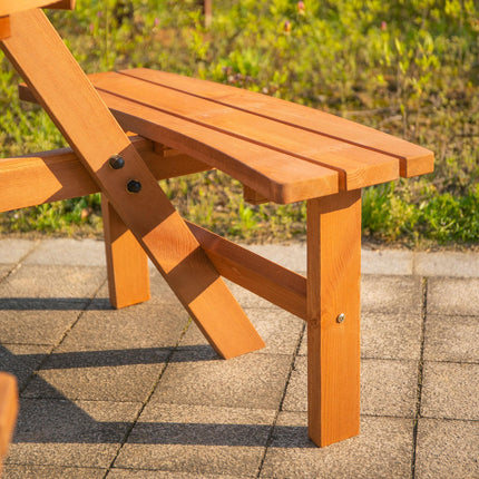 Fir Wood Pub Parasol Table and Bench Set for 6 Persons Heavy Duty Patio Outdoor Furniture - Natural Wood