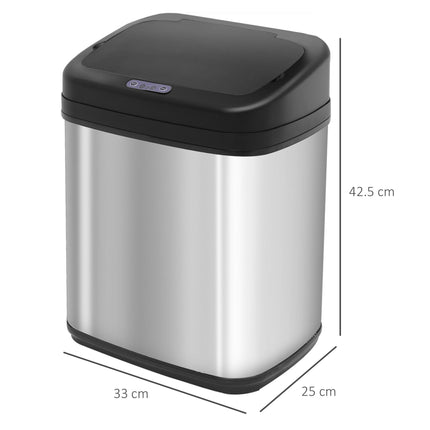 20L Luxury Automatic Sensor Kitchen Dustbin with Removable Bucket - Silver Black