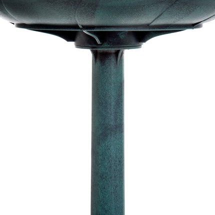 Garden Bird Bath Outdoor Decorative Feeder Stand with Scallop Pattern 50cm - Green
