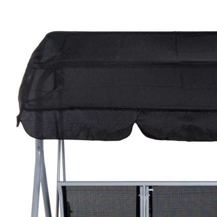 3 Seater Metal Patio Swing Chair with Adjustable Canopy - Black