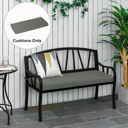 2 Seater Garden Bench Cushion with Thick Sponge Filling - Grey