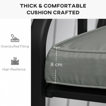 2 Seater Garden Bench Cushion with Thick Sponge Filling - Grey