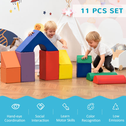 11 Piece Soft Foam Play Blocks Climb and Crawl Gym Toy Learning Activity Set - Multicoloured