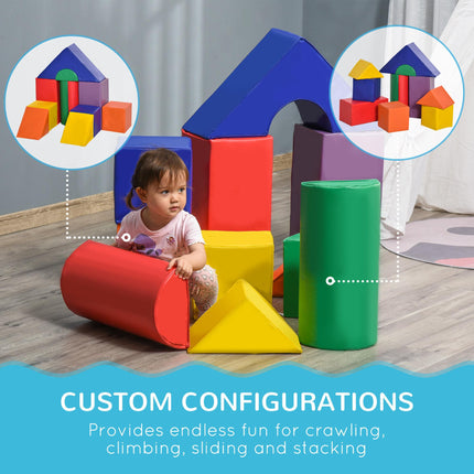 11 Piece Soft Foam Play Blocks Climb and Crawl Gym Toy Learning Activity Set - Multicoloured