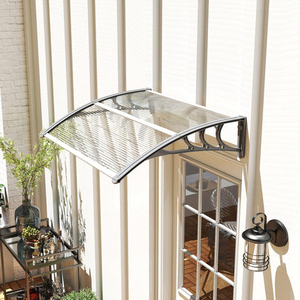 Outdoor Door Canopy Awning 100x75cm Clear Window Rain Shelter Cover - Clear