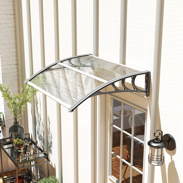 Outdoor Door Canopy Awning 100x75cm Clear Window Rain Shelter Cover - Clear