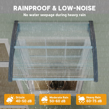 Outdoor Door Canopy Awning 100x75cm Clear Window Rain Shelter Cover - Clear
