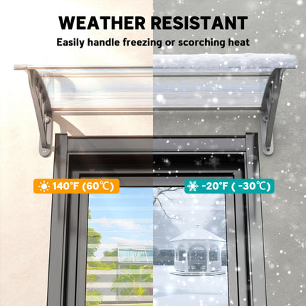 Outdoor Door Canopy Awning 100x75cm Clear Window Rain Shelter Cover - Clear