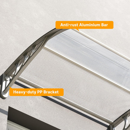 Outdoor Door Canopy Awning 100x75cm Clear Window Rain Shelter Cover - Clear