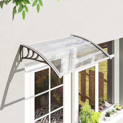 Outdoor Door Canopy Awning 100x75cm Clear Window Rain Shelter Cover - Clear