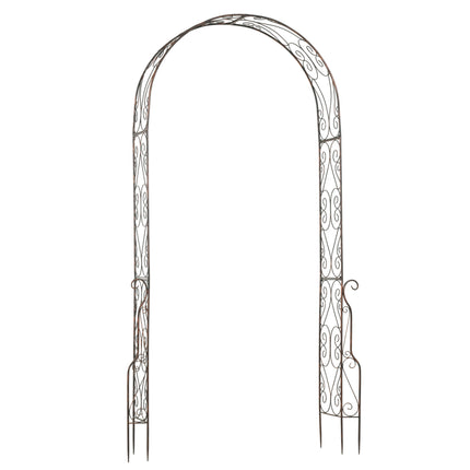 Metal Garden Rose Arch Trellis with Scroll Design 120x30x226cm - Black
