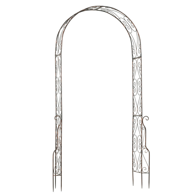 Metal Garden Rose Arch Trellis with Scroll Design 120x30x226cm - Black