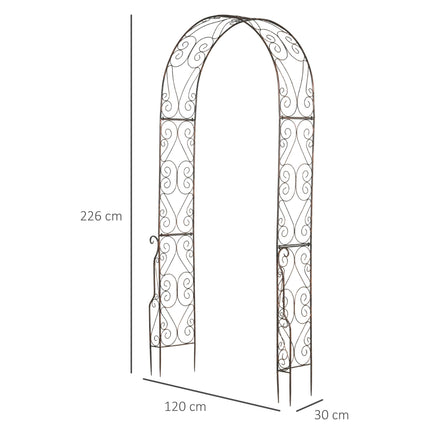 Metal Garden Rose Arch Trellis with Scroll Design 120x30x226cm - Black