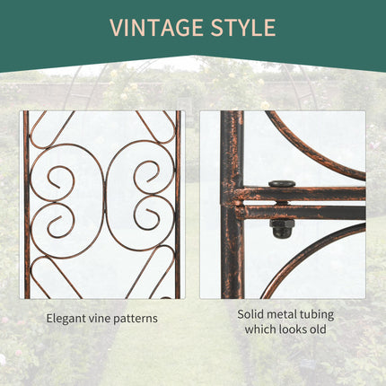 Metal Garden Rose Arch Trellis with Scroll Design 120x30x226cm - Black