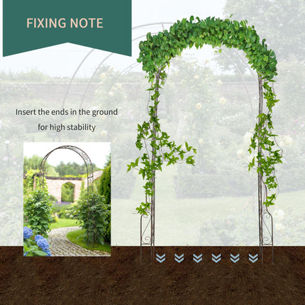 Metal Garden Rose Arch Trellis with Scroll Design 120x30x226cm - Black