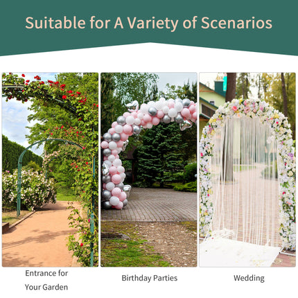 Metal Garden Rose Arch Trellis with Scroll Design 120x30x226cm - Black