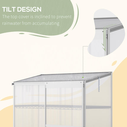 3 Tier Aluminium Frame Mini Greenhouse with Polycarbonate Panels - Silver