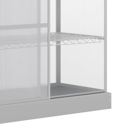 3 Tier Aluminium Frame Mini Greenhouse with Polycarbonate Panels - Silver